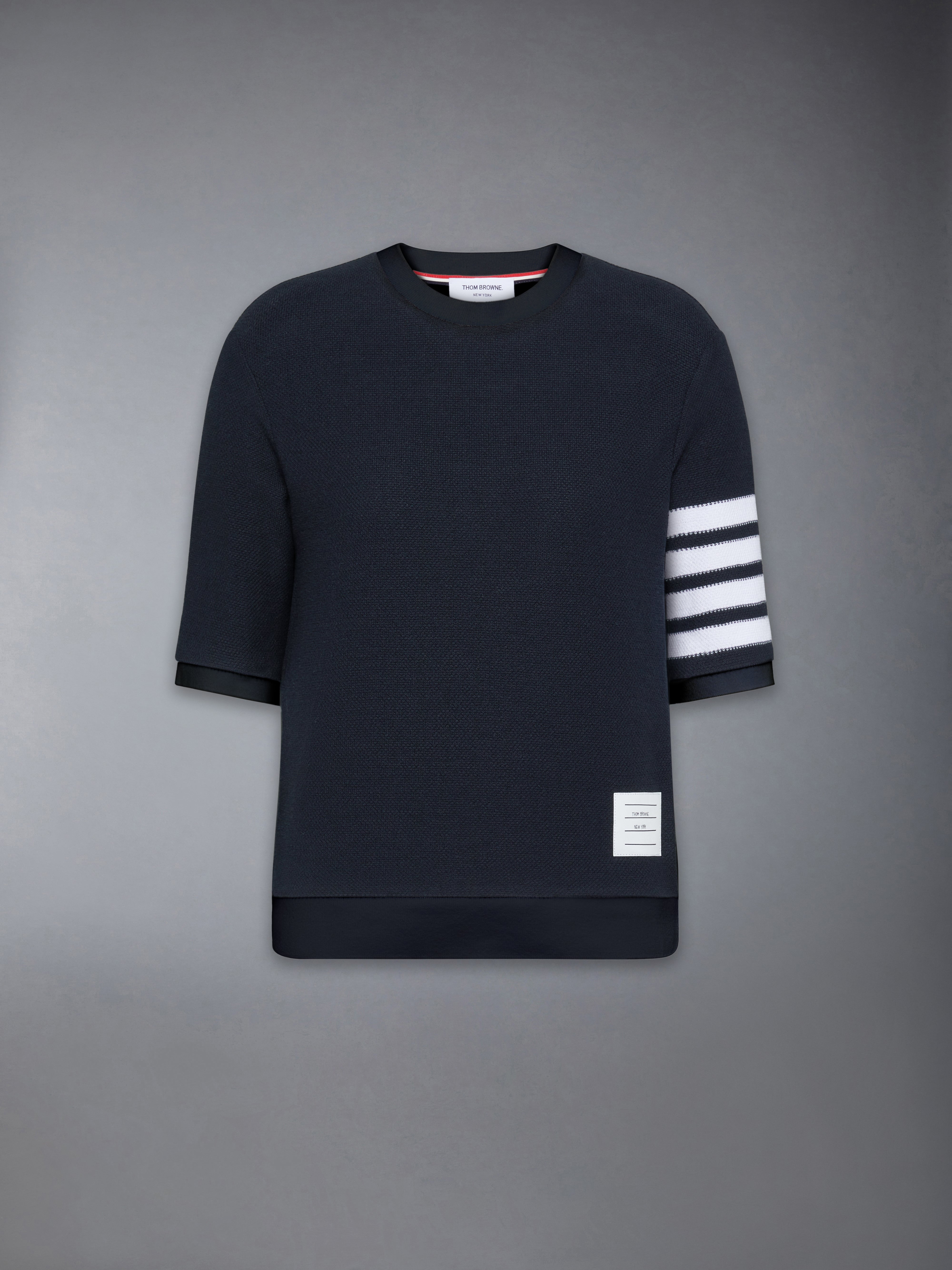 Textured Cotton Pique 4-Bar Tee | Thom Browne
