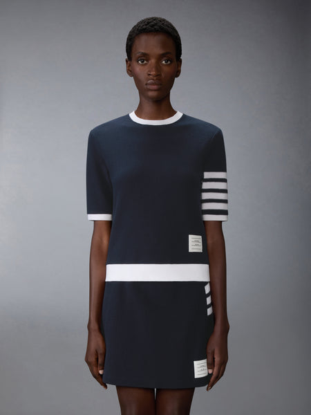 TEXTURED COTTON PIQUE 4-BAR TEE NAVY