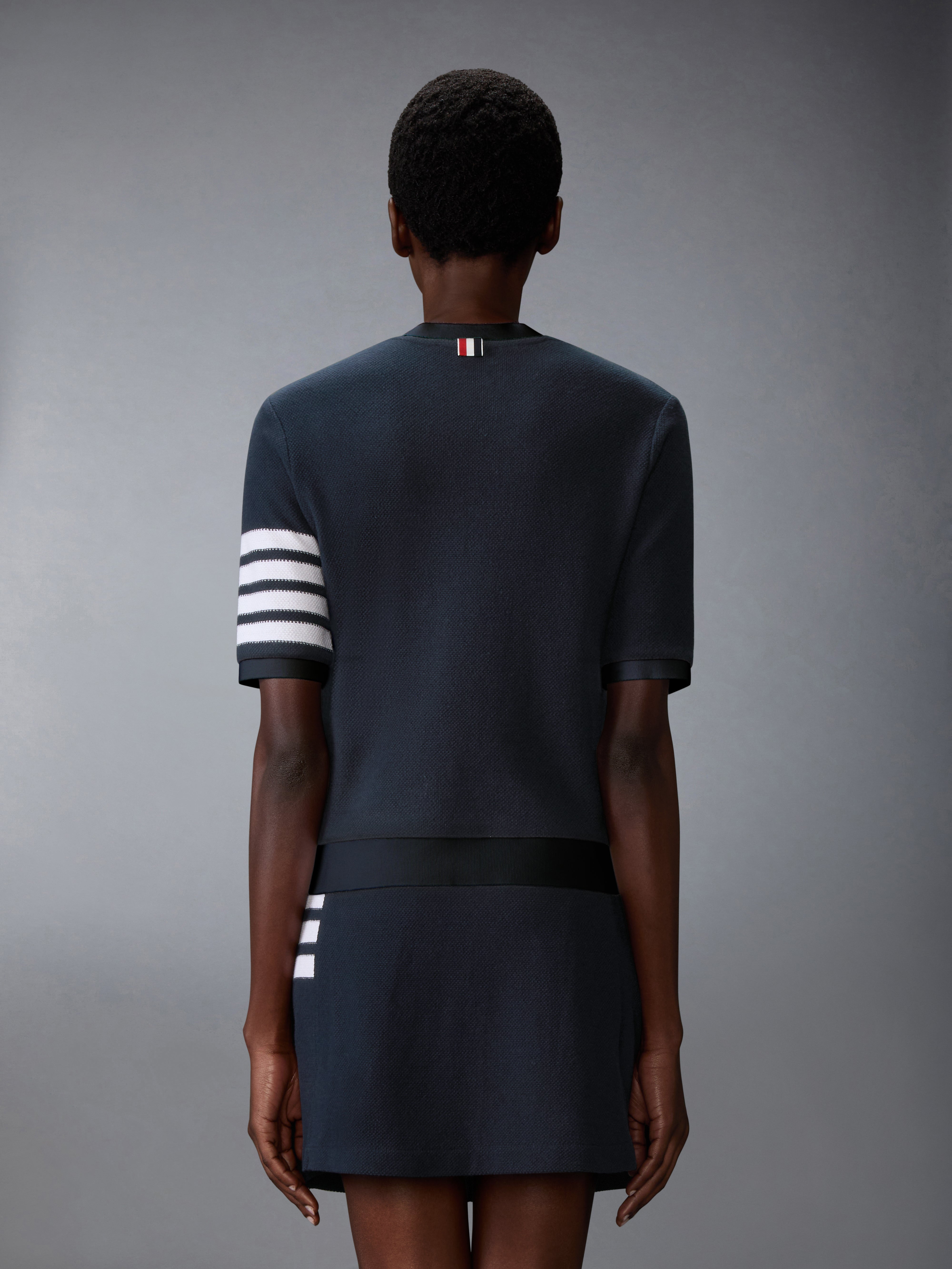 Textured Cotton Pique 4-Bar Tee | Thom Browne