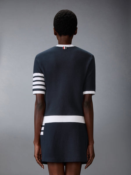 TEXTURED COTTON PIQUE 4-BAR TEE NAVY