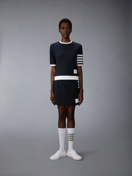 TEXTURED COTTON PIQUE 4-BAR TEE NAVY