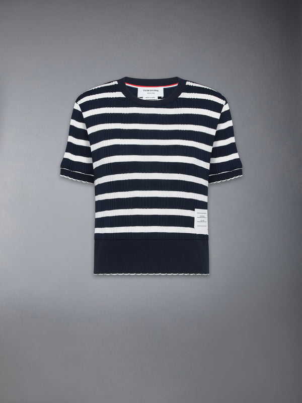 STIRIPED RIB SCALLOP EDGE TEE - featured image