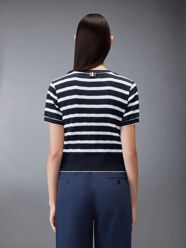 STIRIPED RIB SCALLOP EDGE TEE - image 2