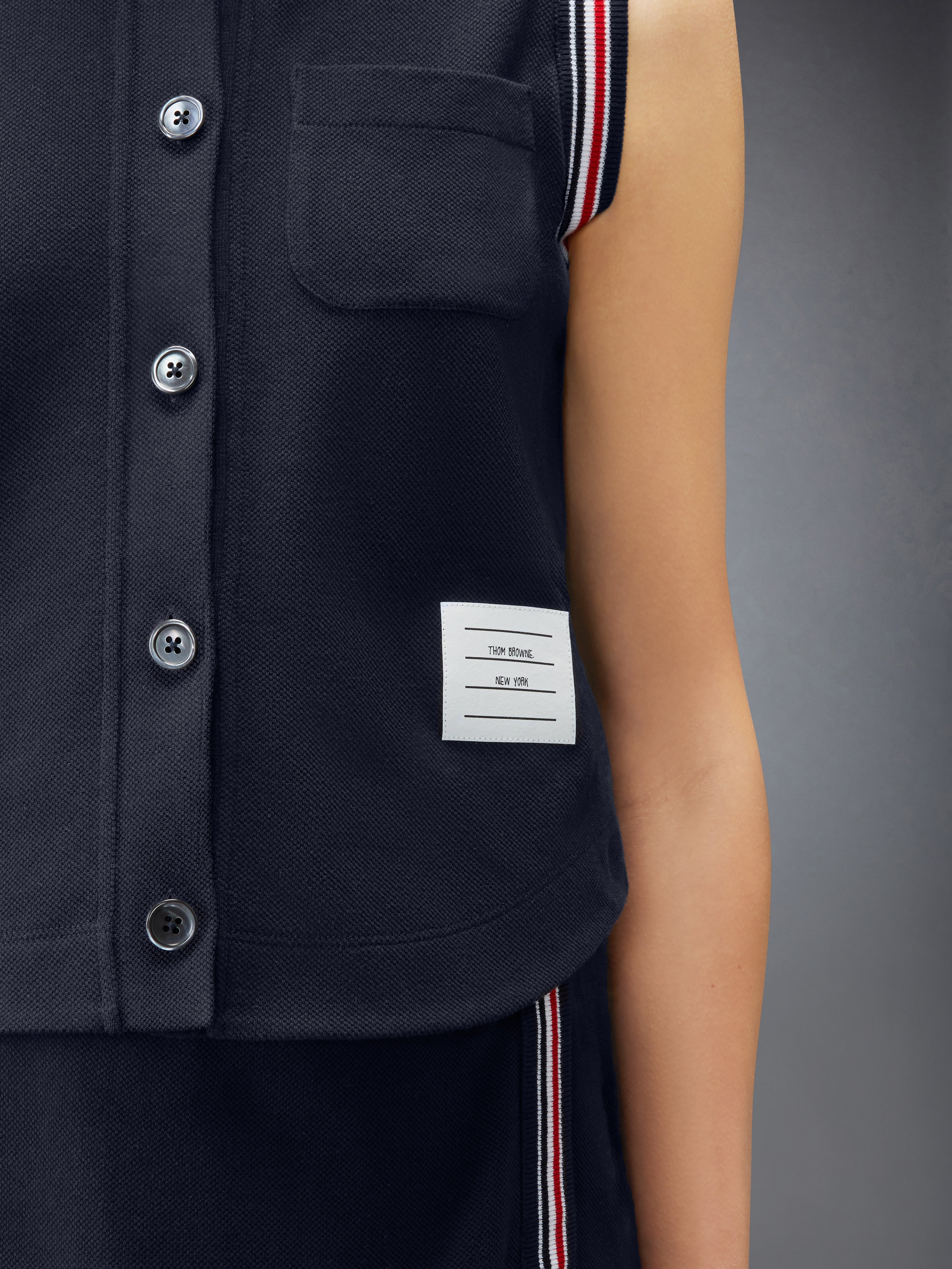 Pique Rwb Trim Sleeveless Shirt | Thom Browne