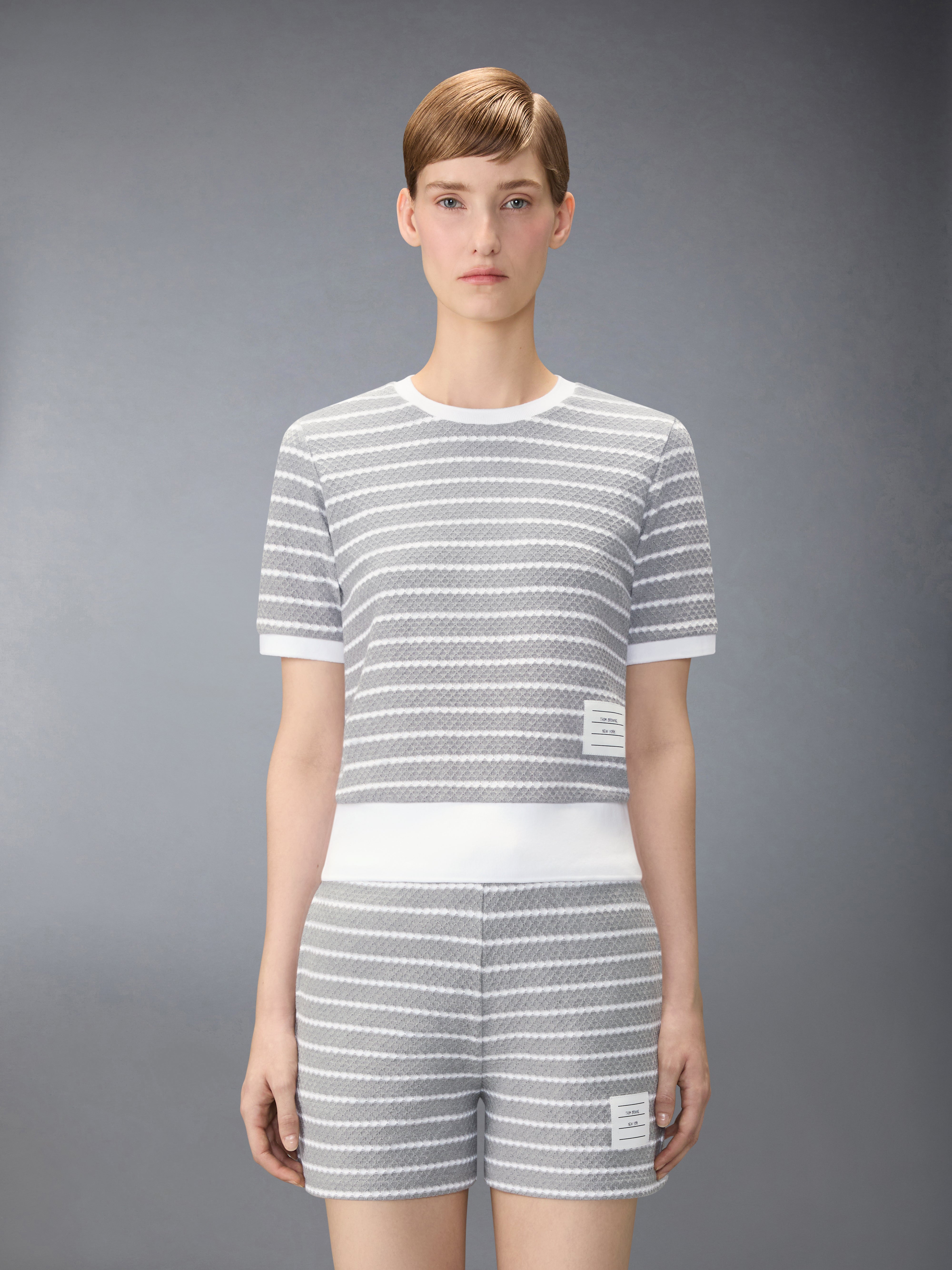 Striped Honeycomb Rib Tee | Thom Browne