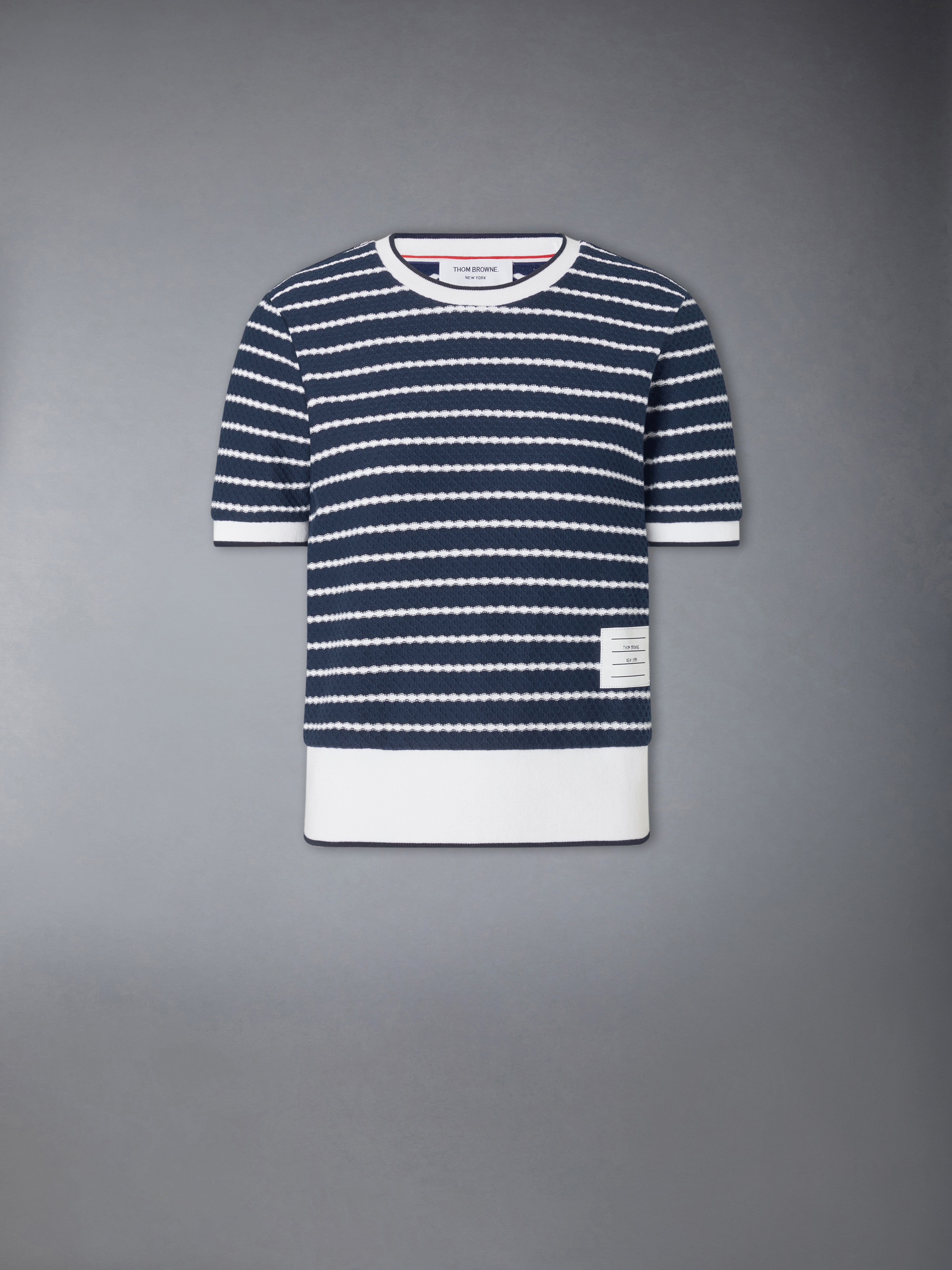 ストライプ ハニカム リブ Tシャツ | Thom Browne