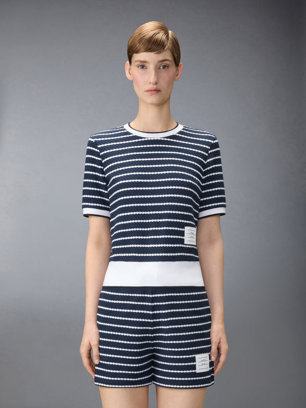 STRIPED HONEYCOMB RIB TEE - image 1