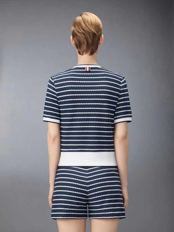 STRIPED HONEYCOMB RIB TEE - image 2