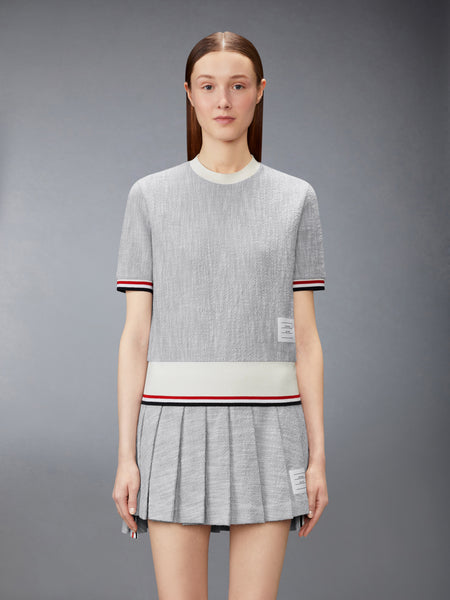 COTTON TWEED RWB CUFF TEE LT GREY