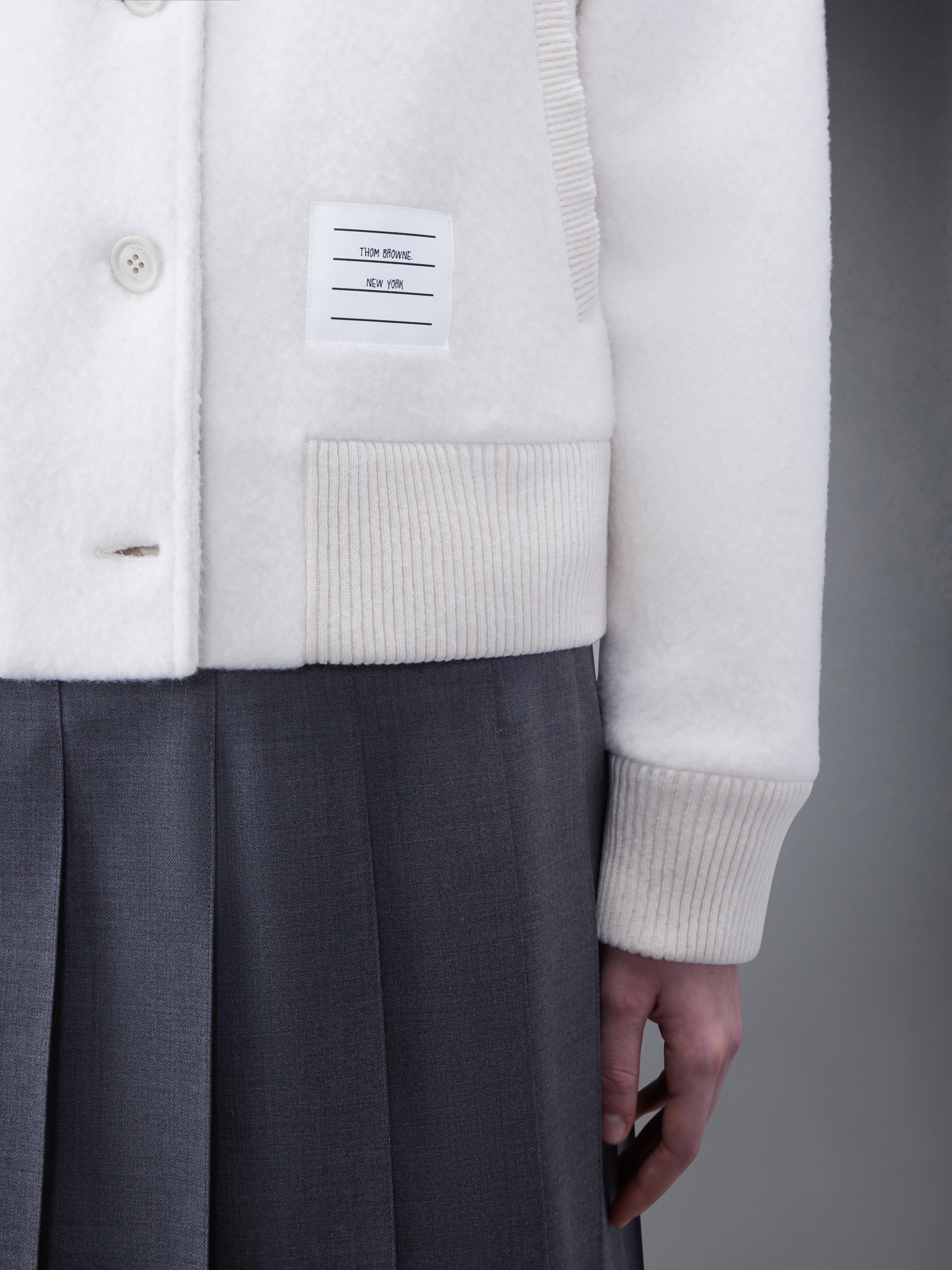 Wool Fleece Stripe Bomber Jacket | Thom Browne
