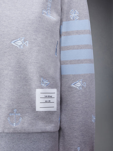 4-BAR NAUTICAL CREWNECK SWEATSHIRT LIGHT GREY