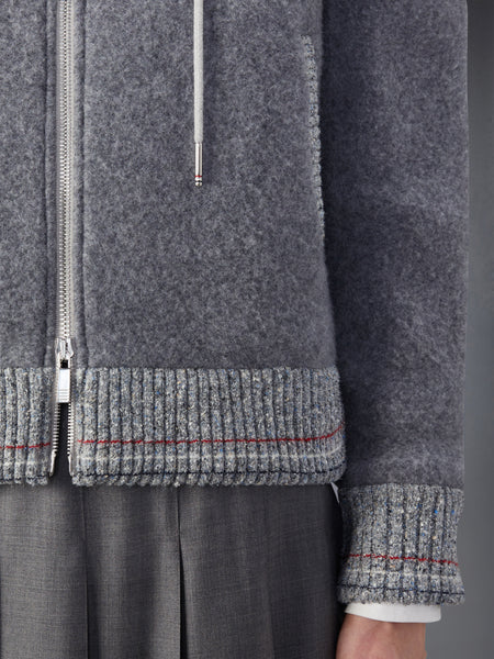 WOOL FLEECE ZIP UP HOODIE LT GREY