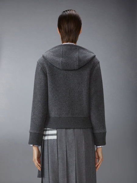 WOOL FLEECE ZIP UP HOODIE CHARCOAL