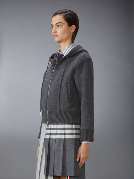 WOOL FLEECE ZIP UP HOODIE CHARCOAL