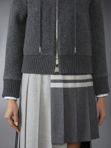 WOOL FLEECE ZIP UP HOODIE CHARCOAL