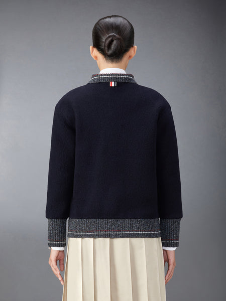 WOOL FLEECE CARDIGAN NAVY