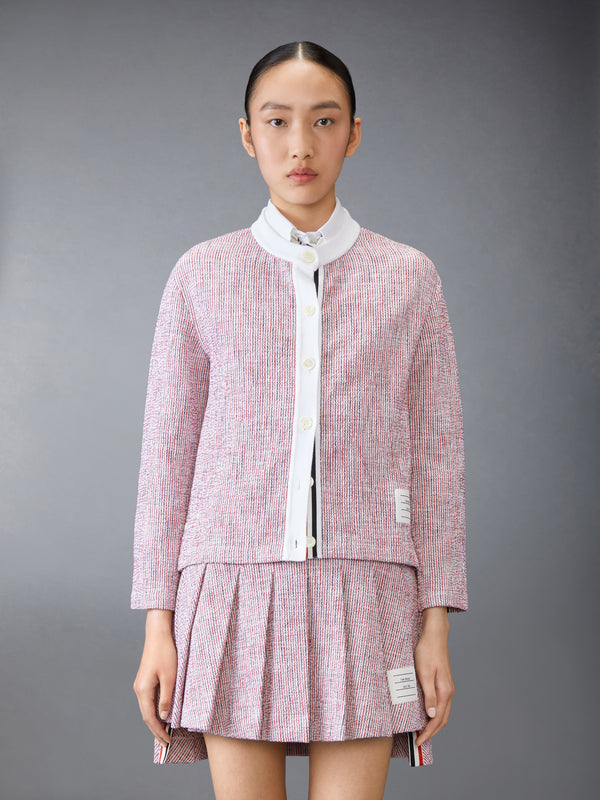 COTTON TWEED CREW NECK CARDIGAN - image 1