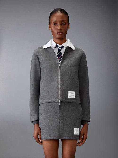Zip Up Cardigan Jacket W/ Contrast Collar In Tech Twill | Thom Browne