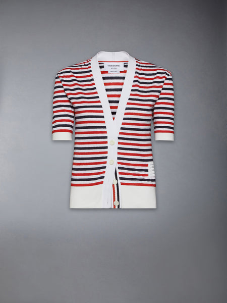 LINEN JERSEY V NECK CARDIGAN RWBWHT