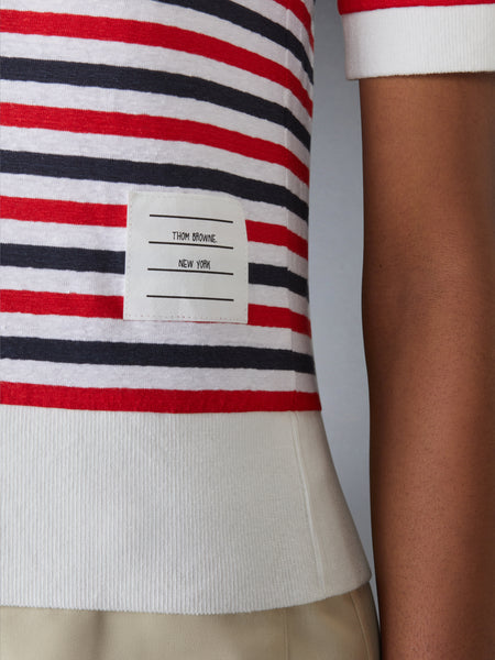 LINEN JERSEY V NECK CARDIGAN RWBWHT