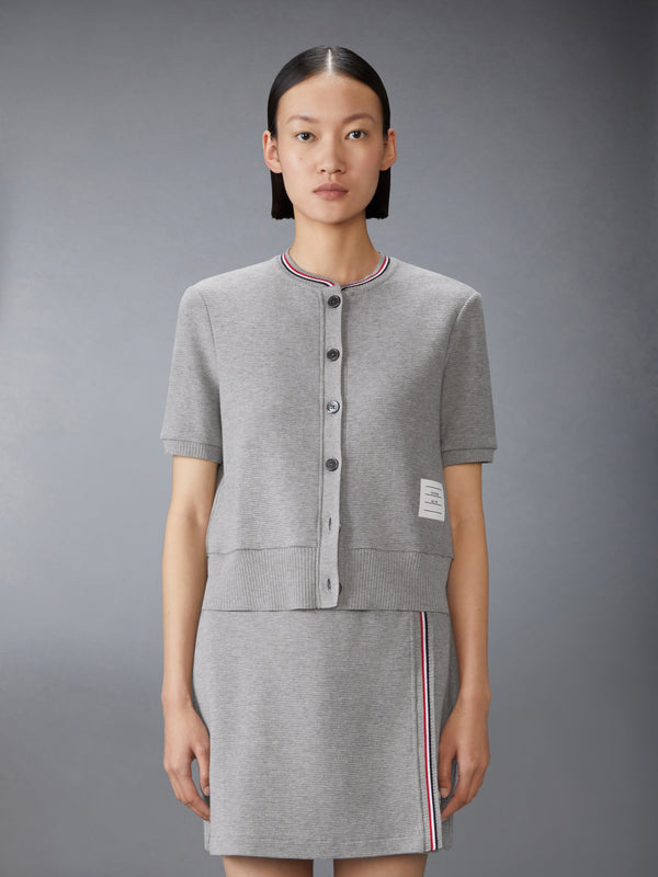 COTTON WAFFLE SHORT SLEEVE CARDIGAN - image 1