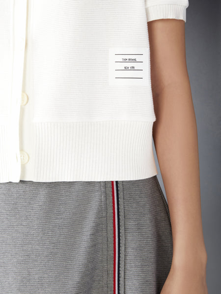 COTTON WAFFLE SHORT SLEEVE CARDIGAN