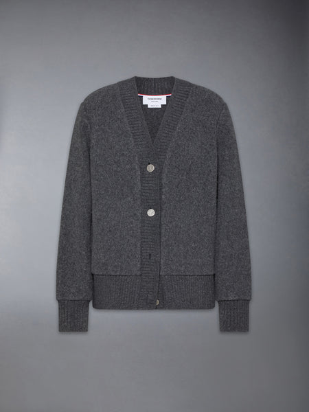 WOOL FLEECE OVERSIZED V NECK CARDIGAN