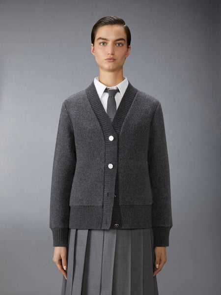 WOOL FLEECE OVERSIZED V NECK CARDIGAN
