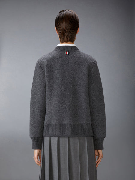 WOOL FLEECE OVERSIZED V NECK CARDIGAN