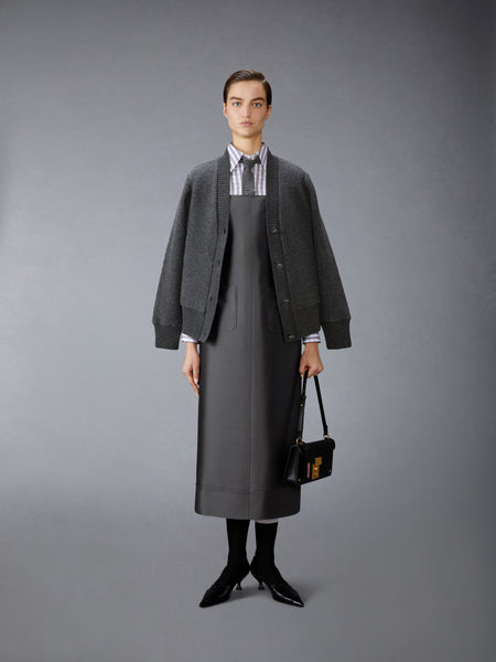 WOOL FLEECE OVERSIZED V NECK CARDIGAN