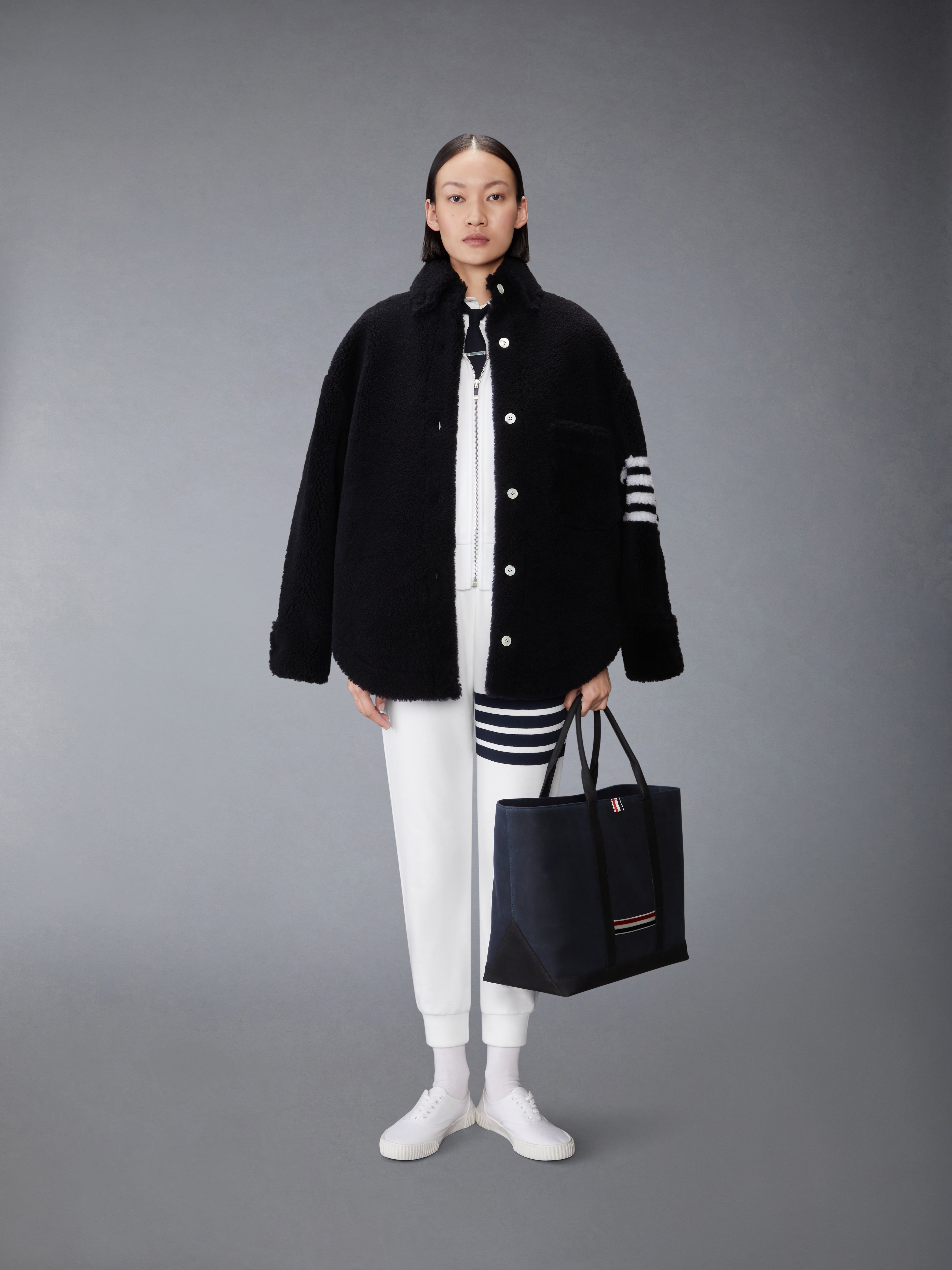 Classic Loopback 4-Bar Zip Up Hoodie | Thom Browne