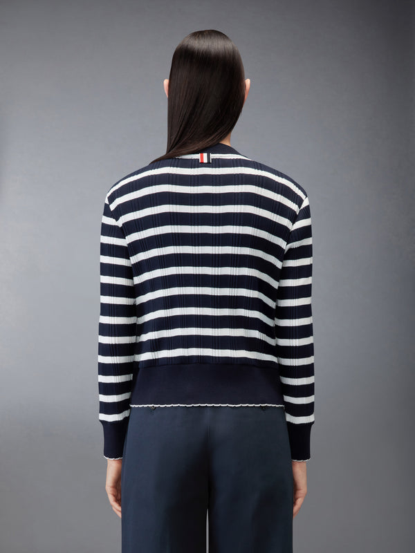 STRIPED RIB SCALLOP EDGE CARDIGAN - image 2