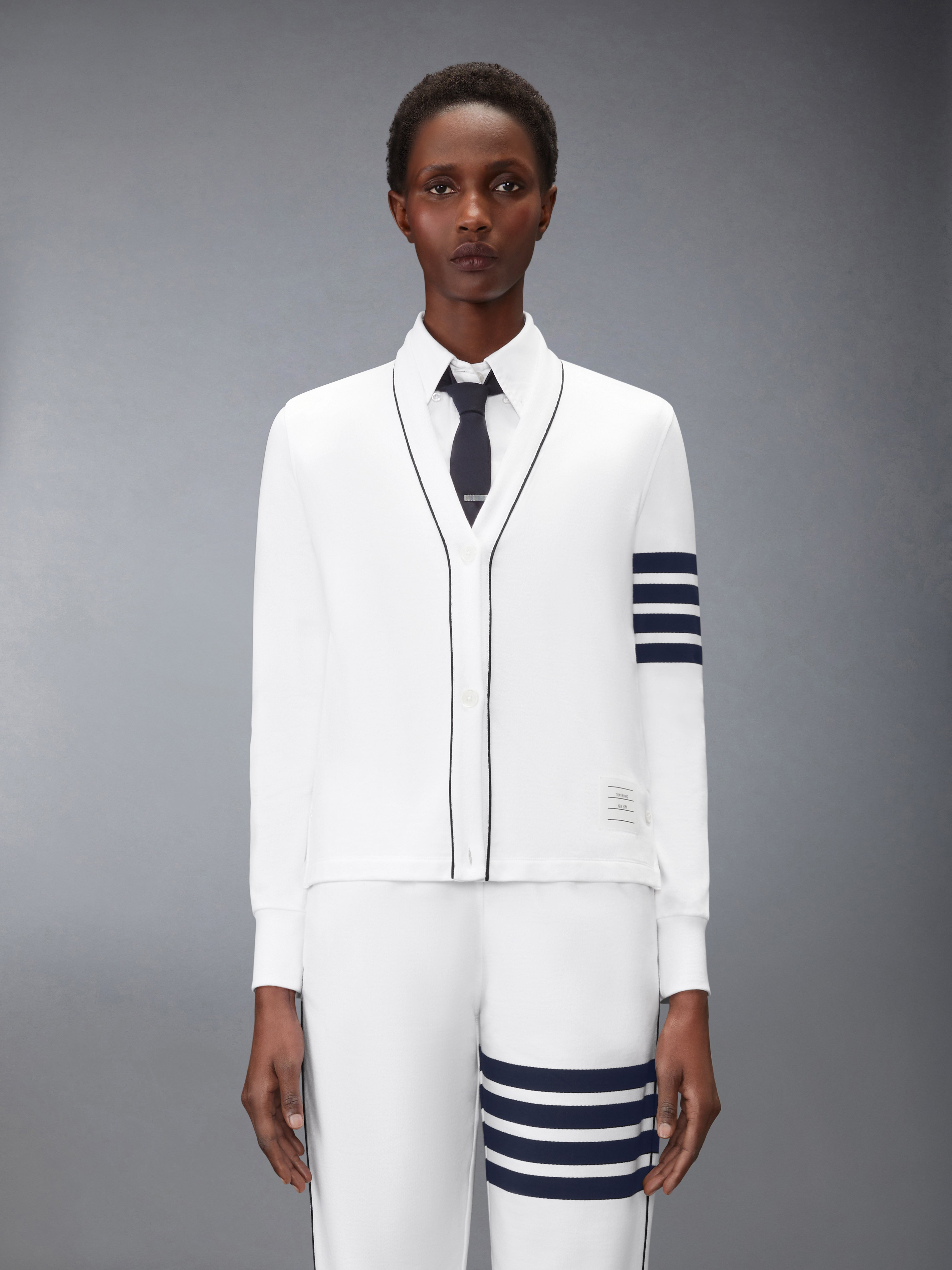 Loopback Piping 4-Bar Cardigan | Thom Browne
