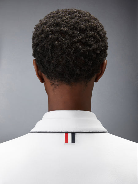 LOOPBACK PIPING 4-BAR CARDIGAN WHITE /NAVY