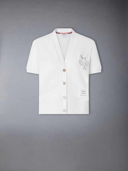 JERSEY EMBROIDERY CARDIGAN WHITE