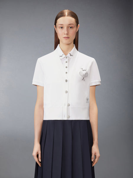 JERSEY EMBROIDERY CARDIGAN WHITE