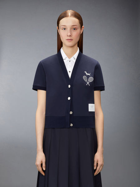 JERSEY EMBROIDERY CARDIGAN NAVY