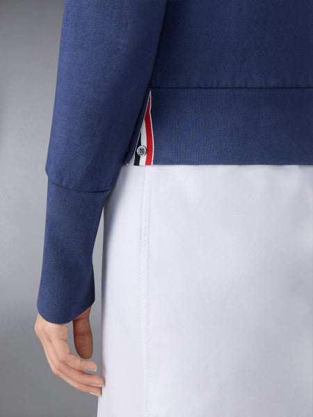 LOOPBACK 4-BAR SHRUNKEN HOODIE NAVY