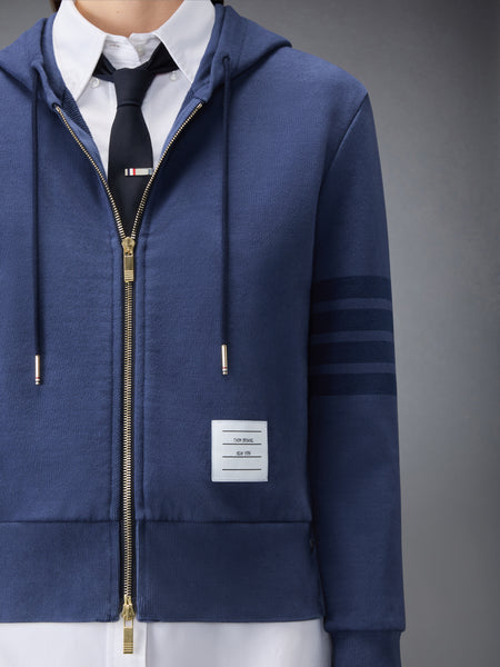 LOOPBACK 4-BAR SHRUNKEN HOODIE NAVY