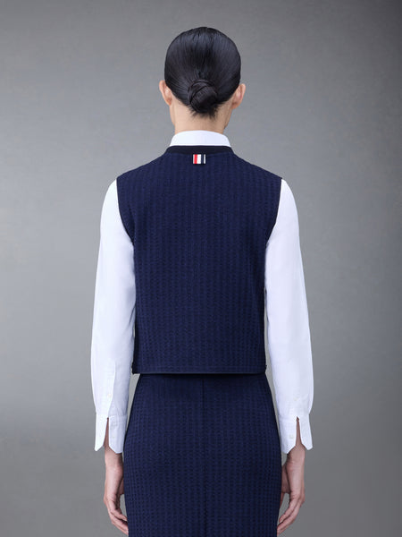 GINGHAM JACQUARD SHELL TOP NAVY