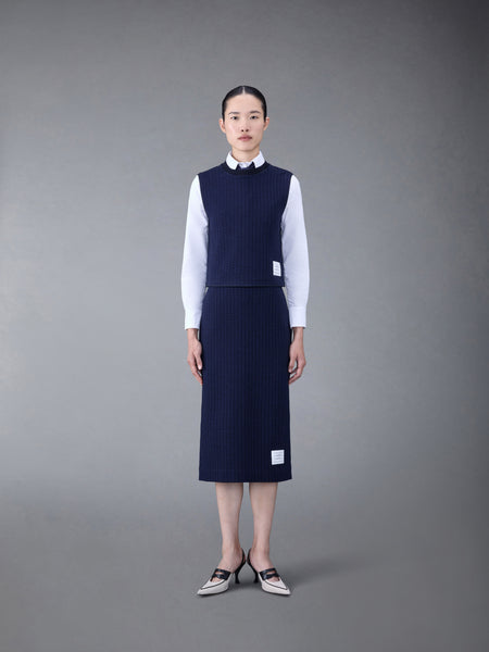 GINGHAM JACQUARD SHELL TOP NAVY