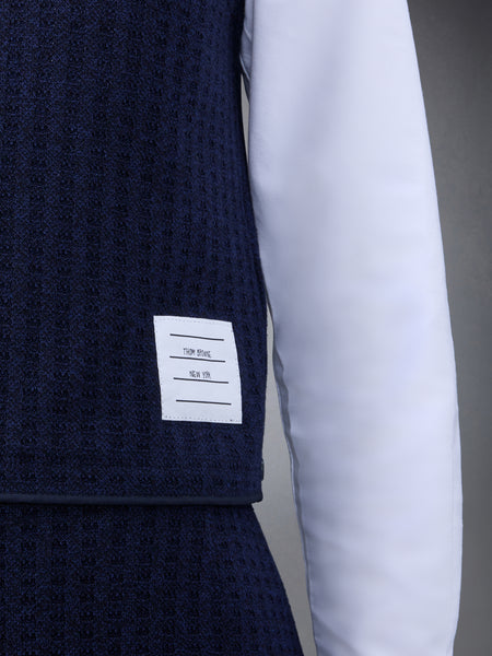 GINGHAM JACQUARD SHELL TOP NAVY