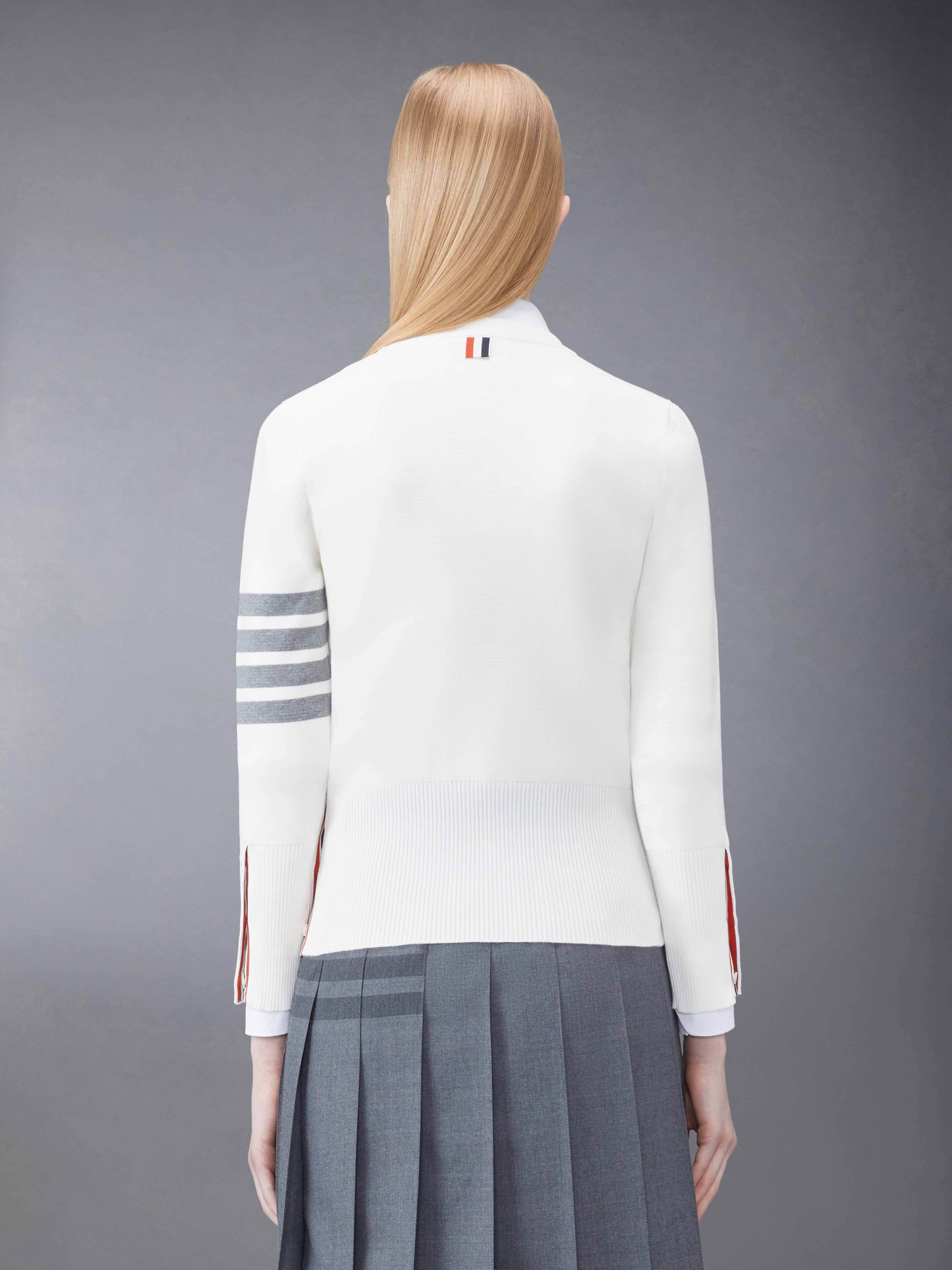 Cotton Crepe Milano Stitch 4 Bar Classic Crew Neck Pullover | Thom