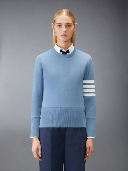 COTTON 4-BAR CLASSIC MILANO STITCH PULLOVER LIGHT BLUE