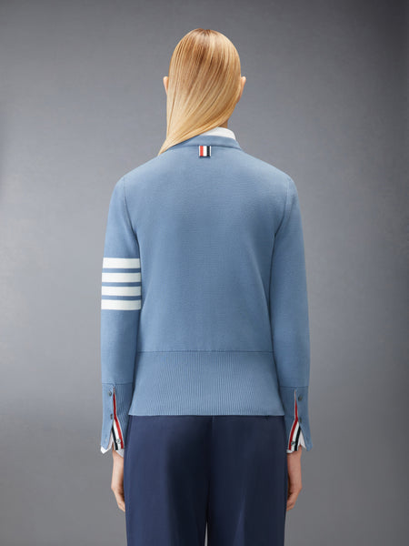 COTTON 4-BAR CLASSIC MILANO STITCH PULLOVER LIGHT BLUE