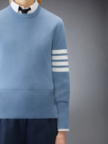 COTTON 4-BAR CLASSIC MILANO STITCH PULLOVER LIGHT BLUE