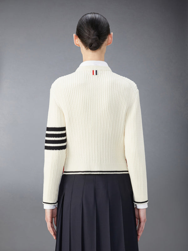 MERINO WOOL 4-BAR CROPPED CABLE PULLOVER