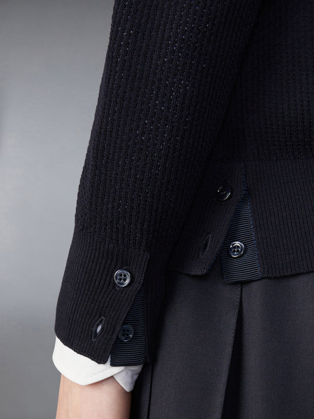 WOOL CREPE 4-BAR RELAXED FIT PULLOVER NAVY