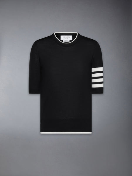 MERINO WOOL 4-BAR SHORT SLEEVE PULLOVER BLACK