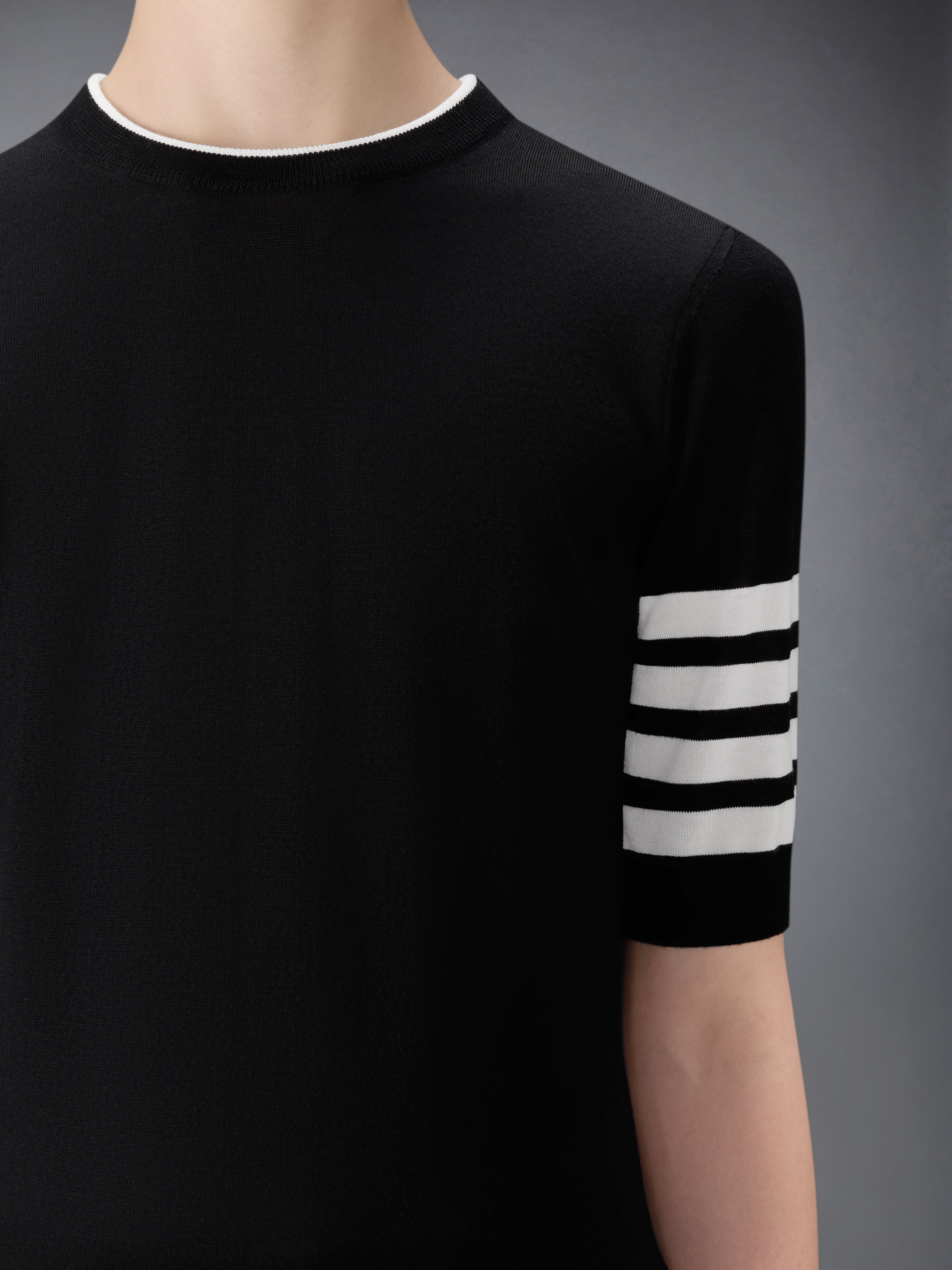 THOM BROWNE トムブラウン 4bar 半袖ニット 黒 FKA471D-Y1014 | Thom Browne